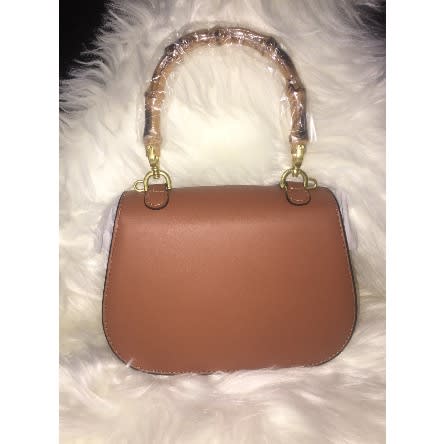 Acrylic Bamboo-like Handle Handbag -Brown