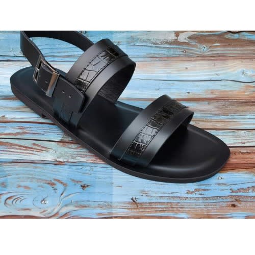 Leather Male Sandals - Black