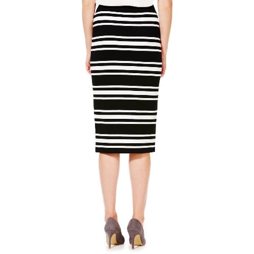 Striped Midi Tube Skirt - Black