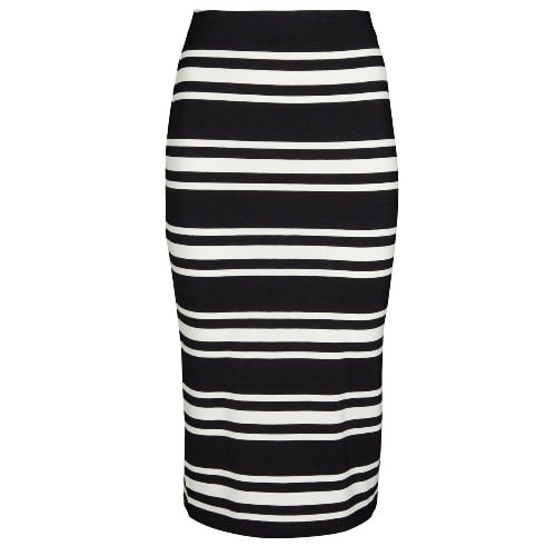 Striped Midi Tube Skirt - Black