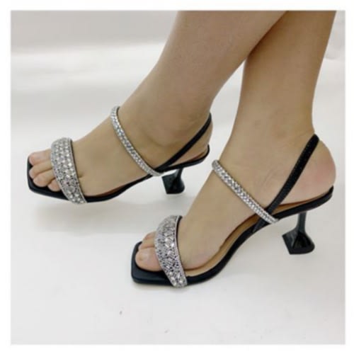 Stoned Ladies Heeled Sandal - Black