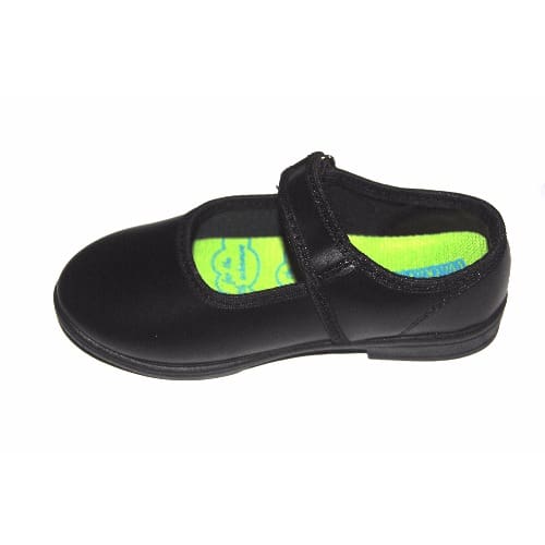 Boys Double Velcro School Shoe With Free Socks & Cartoon School Bag - Black