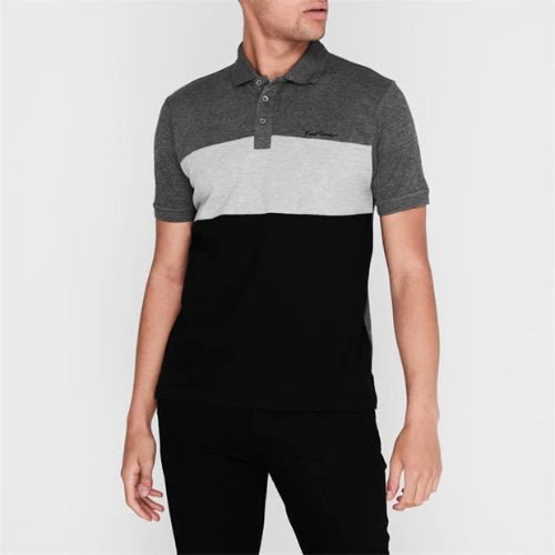 Contrasting Stripe Polo Black/grey