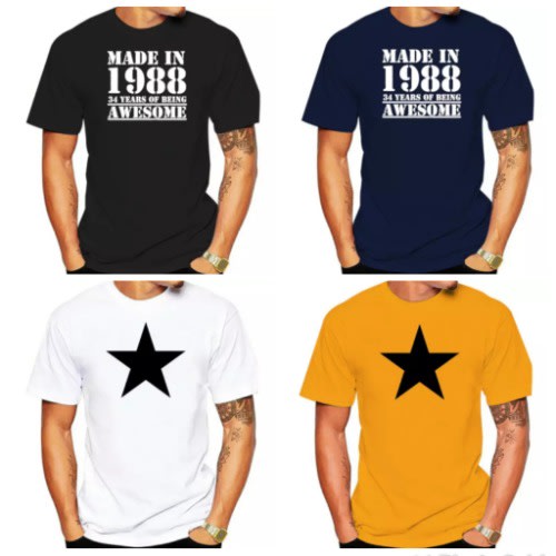 4 Pcs Classic T-shirts - White - Yellow - Blue - Black