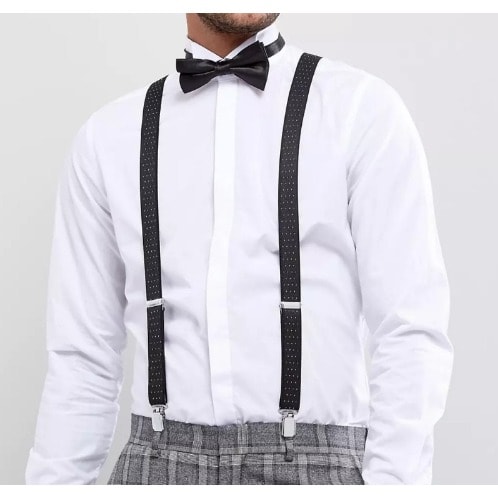 Men's Dotted Suspender - Black