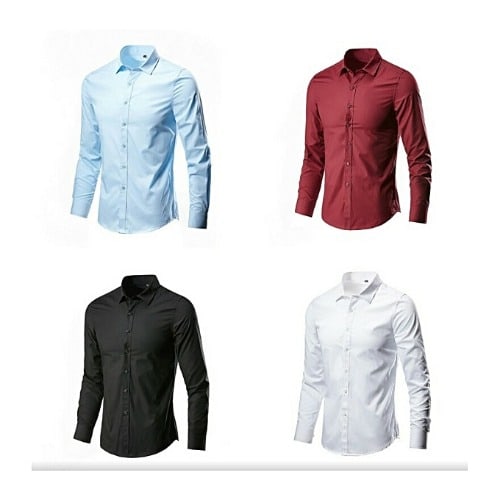 4 In 1 Formal Fit Shirts For Men - Wine, White, Sky Blue And Black
