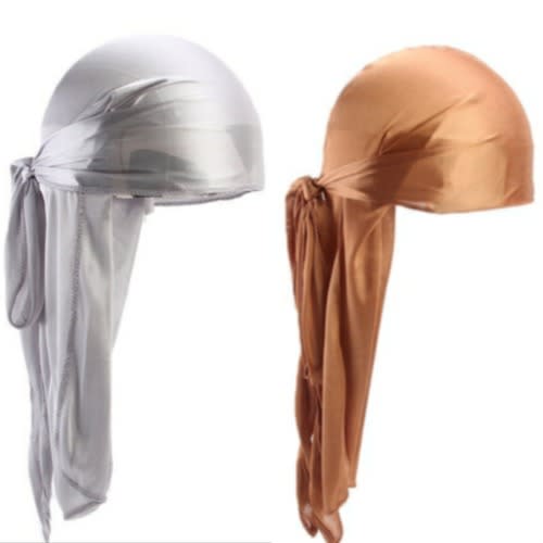 2 In 1 Silky Durags(Grey &  Brown)