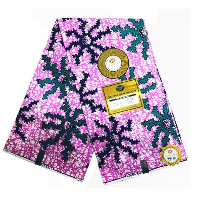 Non-bleeding Ankara With Green Design - 6yards - Pink