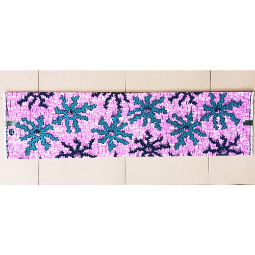 Non-bleeding Ankara With Green Design - 6yards - Pink