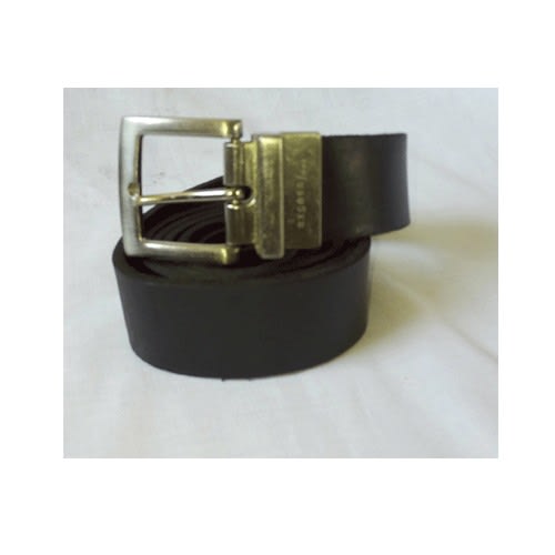 Thick Italian Buckle Leather Belt - Black