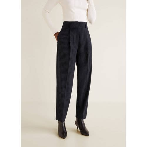 Pinstripe Suit Trousers- Navy