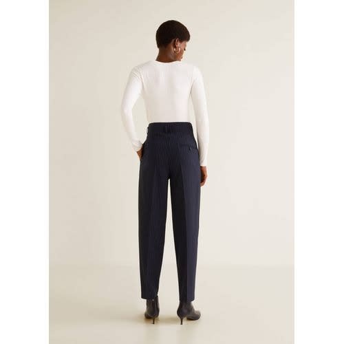 Pinstripe Suit Trousers- Navy
