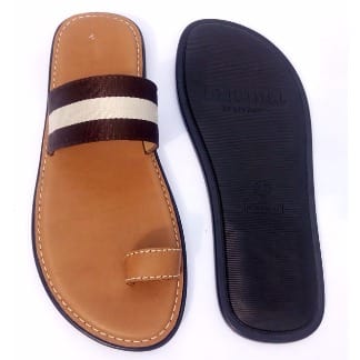 De Johnys - Men's Open Toe with Brown Strip - Brown
