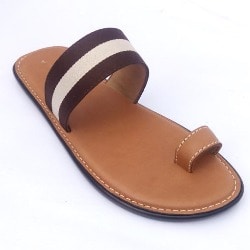 De Johnys - Men's Open Toe with Brown Strip - Brown