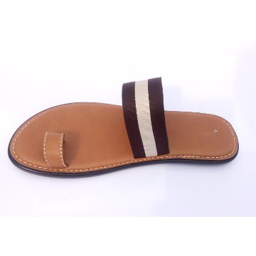 De Johnys - Men's Open Toe with Brown Strip - Brown