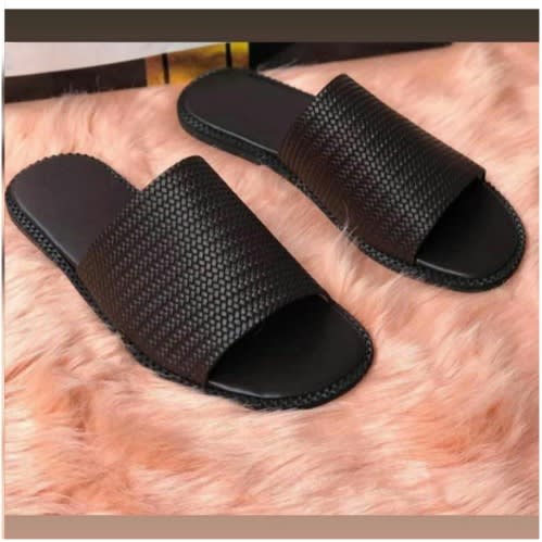 Men's Woven-Style Slippers - Black