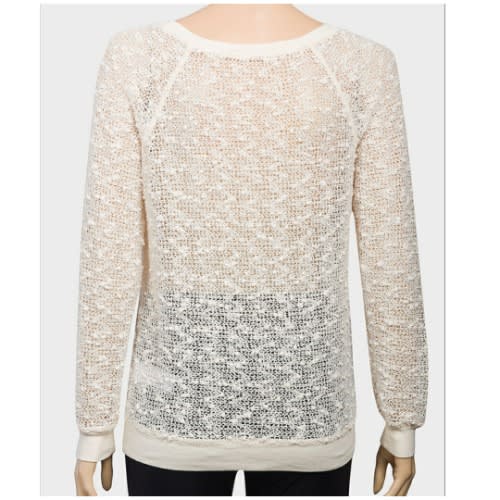 Ladies Open Work Bobble Knit Jumper - Cream