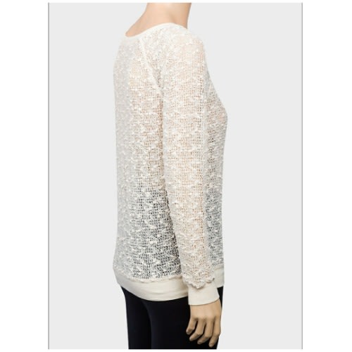 Ladies Open Work Bobble Knit Jumper - Cream