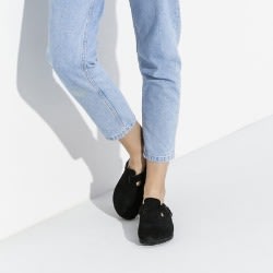 Smart Mens Black Suede Birkenstock Mule