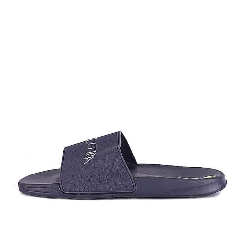 Men's Navy Embossed Logo Slides