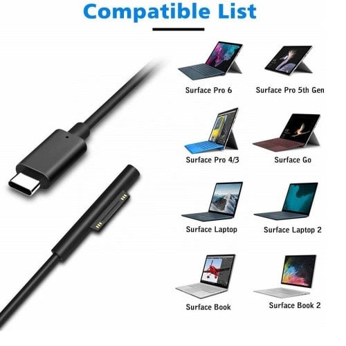 Usb-c Charging Cable For Microsoft Surface Pro 3/4/5/6