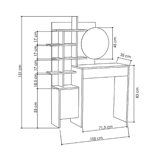 Dressing Table With Mirror - White