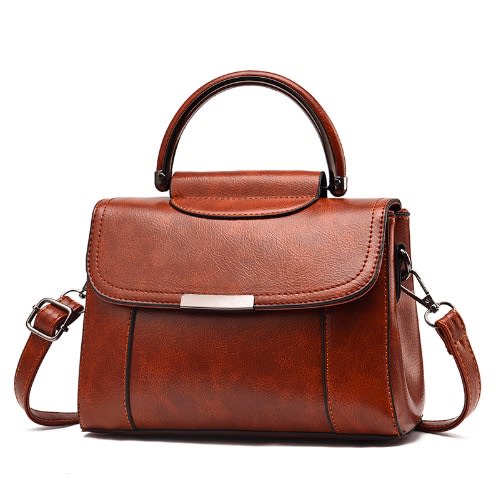 Portable Mini Half Moon Handle Leather Handbag