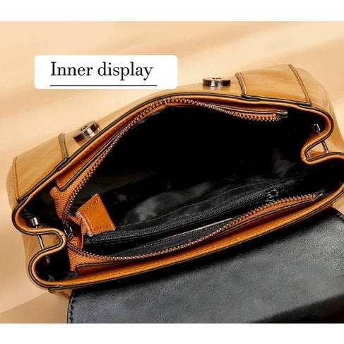 Portable Mini Half Moon Handle Leather Handbag