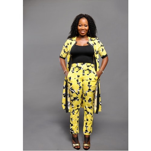 Long Jacket And Pant Set - Yellow