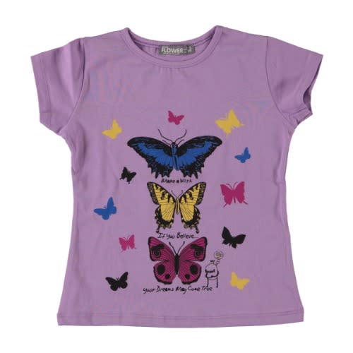 3 Set Butterfly Girl T-shirt - Purple