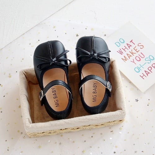 Bow Front Mary Jane Shoes - Black