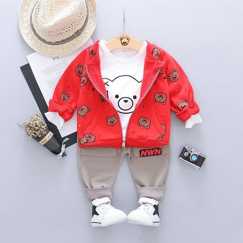 Baby Boy  Bear Design Set - Red