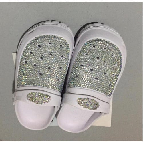 Bling Rhinestone Crocs - White