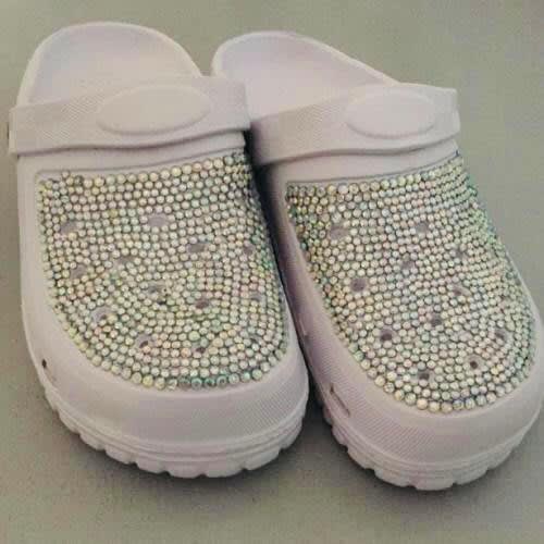 Bling Rhinestone Crocs - White