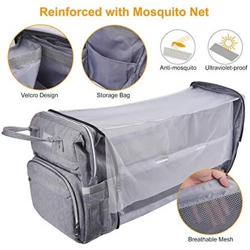 7 In 1 Mobile Baby Bed And Diaper Bag With Mosquito Net And Sun Protector