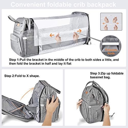 7 In 1 Mobile Baby Bed And Diaper Bag With Mosquito Net And Sun Protector