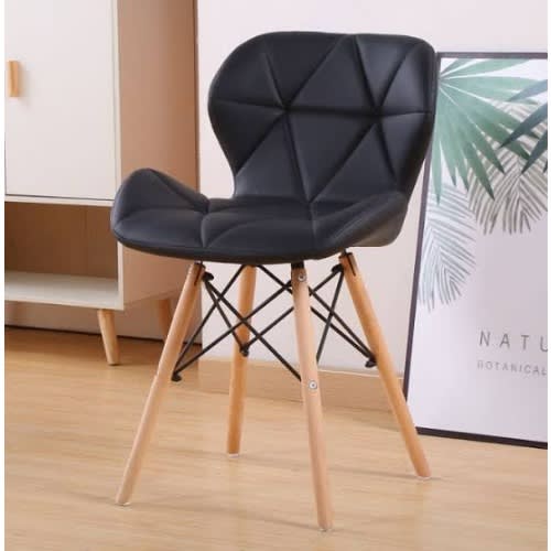 Padded Wooden Leg Dinning Chair- Black