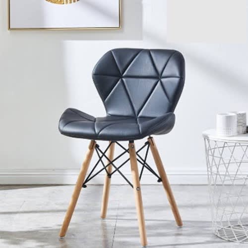 Padded Wooden Leg Dinning Chair- Black