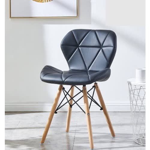 Padded Wooden Leg Dinning Chair- Black