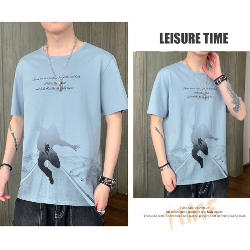 Casual Short Sleeve T-shirt - Blue