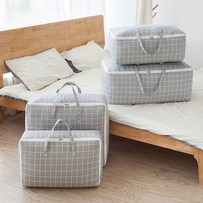 Plaid Damp-proof Clothes Bedding Pillow Quilt Storage Bag