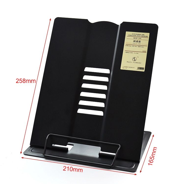 Portable Metal Adjustable Reading Book Holder Support IPad Document Book Shelf Bookstand, Size:Large(Black)