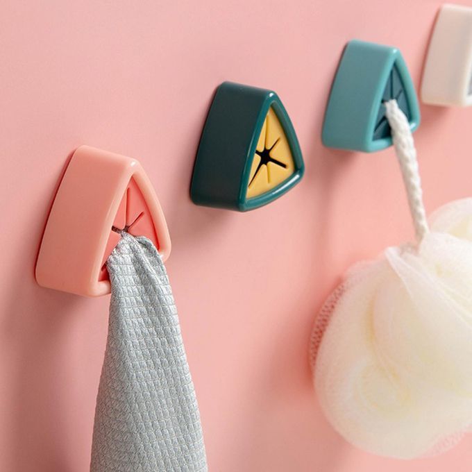 Triangle Premium Kitchen Towel Hooks Push Towel Holder For Door Green