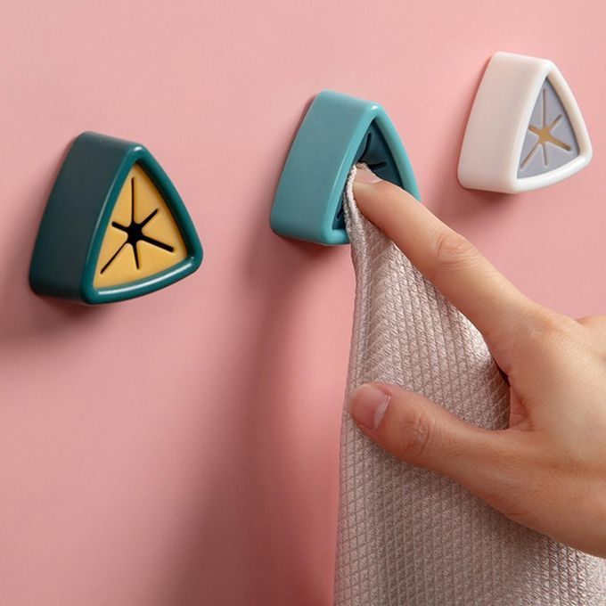 Triangle Premium Kitchen Towel Hooks Push Towel Holder For Door Green