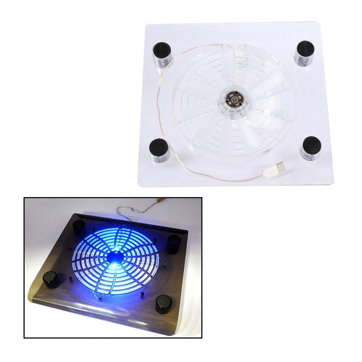 Portable Cooler USB Cooling Pad Stand LED Light Radiator For Laptop