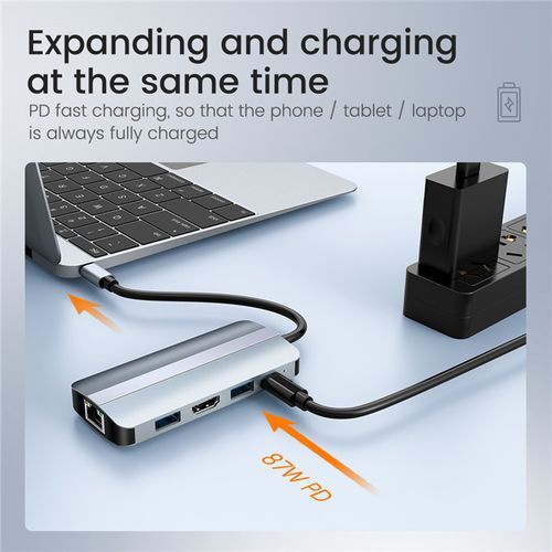 6 In 1 Docking Station Type C USB 3.0 Hub HDMI-compatible