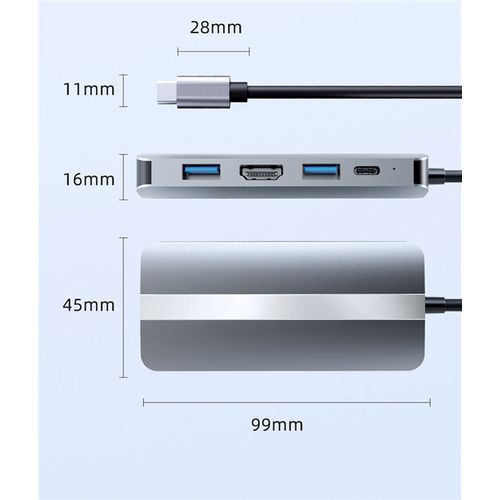 6 In 1 Docking Station Type C USB 3.0 Hub HDMI-compatible