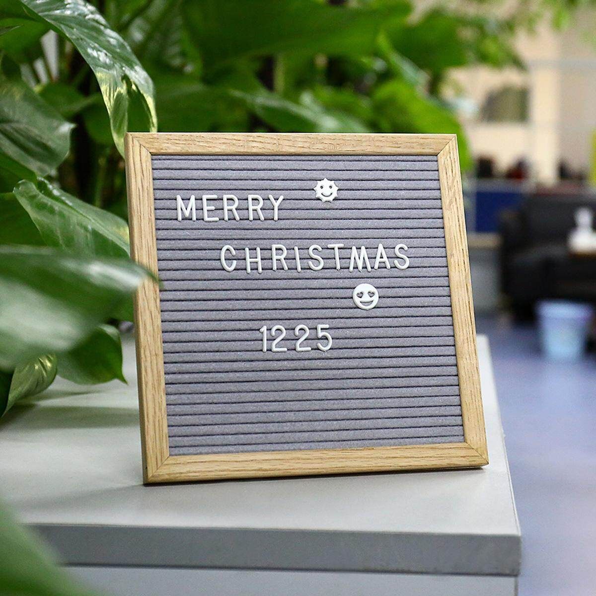25.4*25.4cm Felt Letter Board Wooden Frame Message Board Sign Letter Holder Grey
