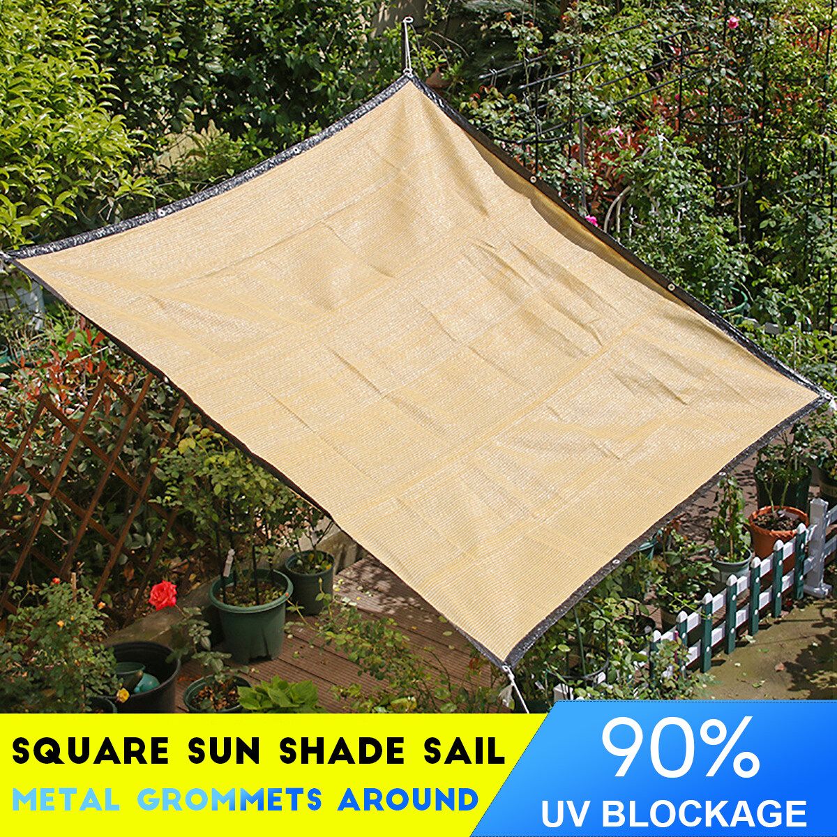 Sun Shade Net Sail Outdoor Garden Canopy Patio Cover 90% UV Wind Waterproof For Pergola 2x4m