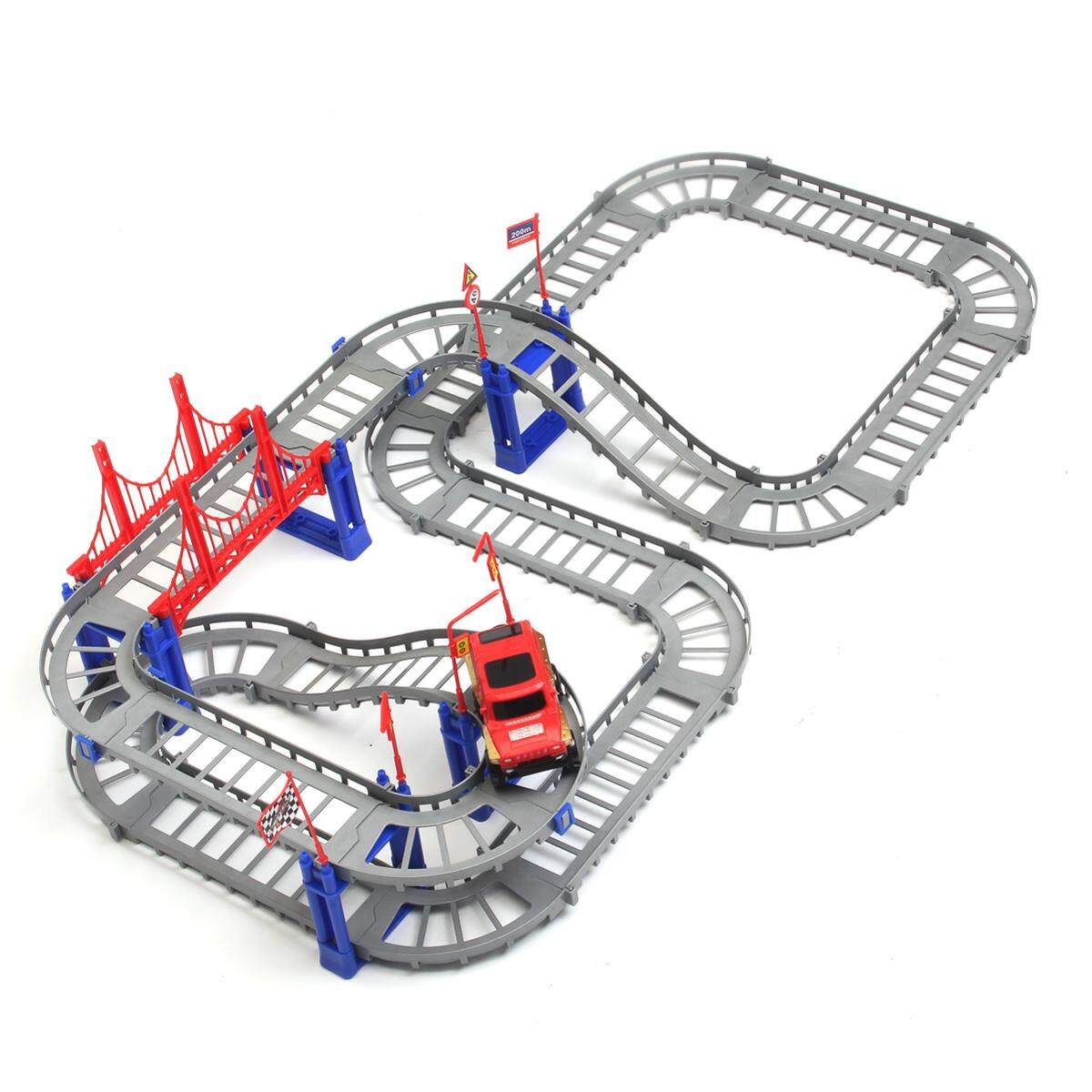 80PCS Variety 3D Electric Rail Speed Car Track Racing Model Kids DIY Toy Sets